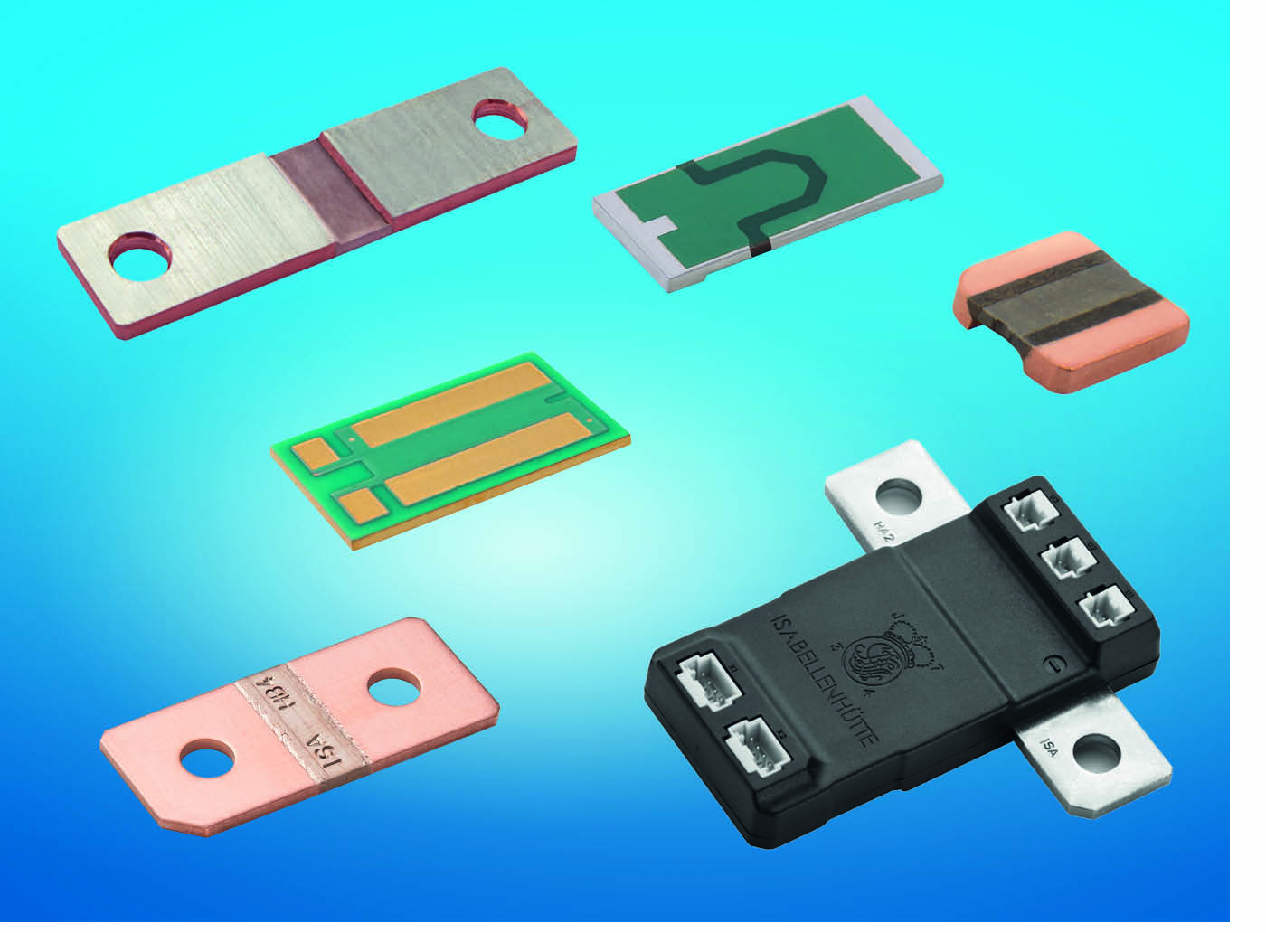 Résistances Isabellenhutte Technologie ISAPLAN® Résistances film dans la technologie de gravure ISAWELD® Matériau composite soudé par faisceau d’électrons ISAscale® Systèmes de mesure de courant et tension avec métrologie intégrée